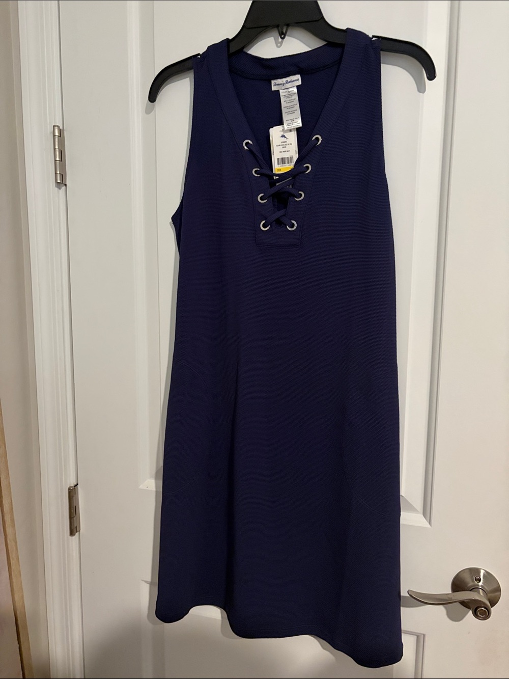Tommy Bahama Lace-Up Navy Sleeveless Mini Dress NWT size Medium